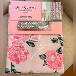 Juicy Couture Pink Shower Curtain with Hooks